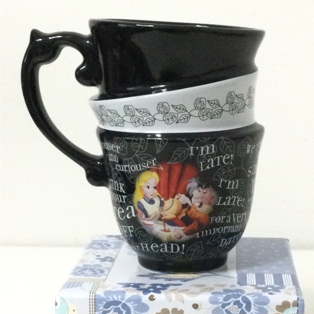 Alice in Wonderland Disney Parks Exclusive Triple Stacked Mad Hatter Mug Ceramic